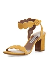 TABITHA SIMMONS CLOUD SUEDE ANKLE-WRAP 75MM SANDAL, SUNFLOWER/GOLD