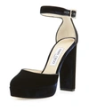 Jimmy Choo Daphne Velvet Ankle-wrap Sandal, Navy In Navy