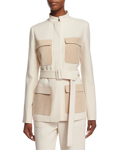 The Row Slim-fit Jacket W/contrasting Pockets, Ivory Cream
