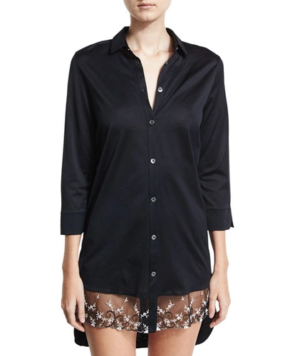 La Perla Liaisons Lace-trim Sleepshirt, Black