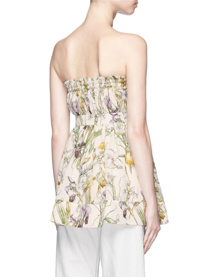 Shop Alexander Mcqueen 'wild Iris' Print Silk Crepe De Chine Tube Top