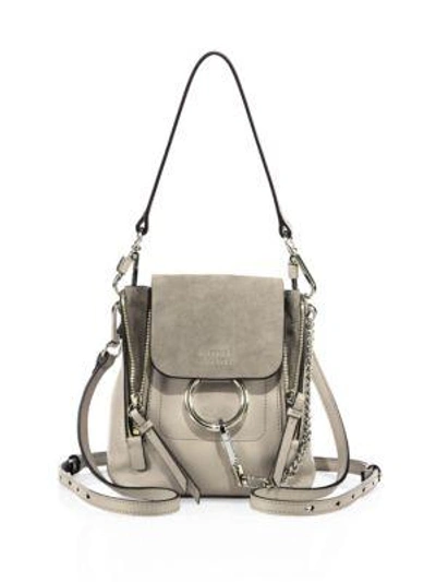 Shop Chloé Mini Faye Leather & Suede Backpack In Motty Grey