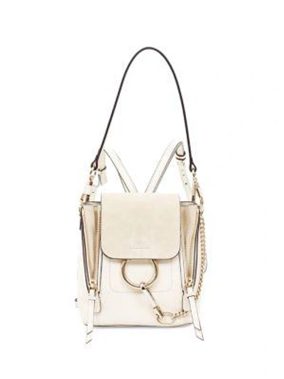 Shop Chloé Mini Faye Leather & Suede Backpack In Off White