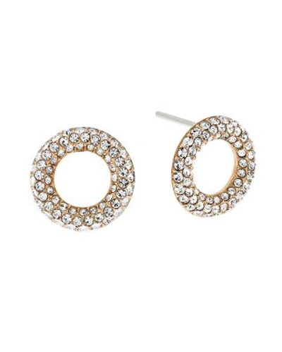 Shop Michael Kors Pave Circle Stud Earrings In Gold