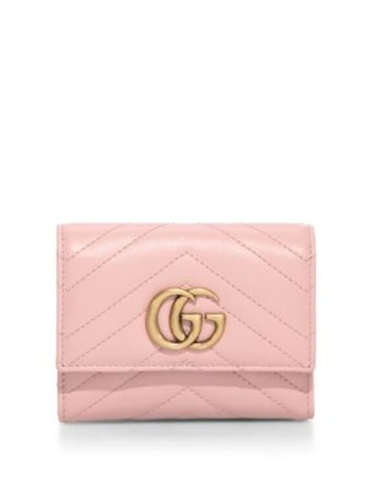 Gucci Gg Marmont Matelassé Leather Wallet In Rose