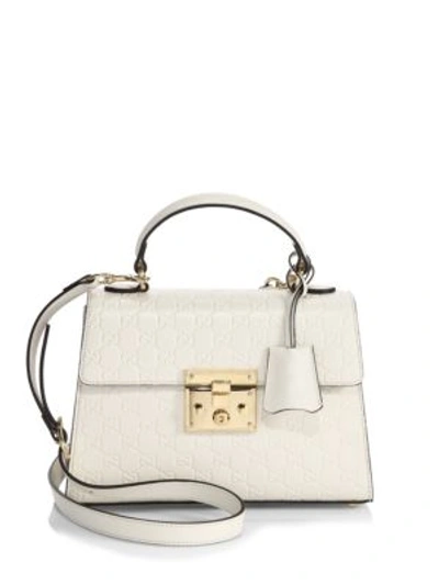 Gucci Padlock Small Gg Leather Top-handle Bag In Mystic White