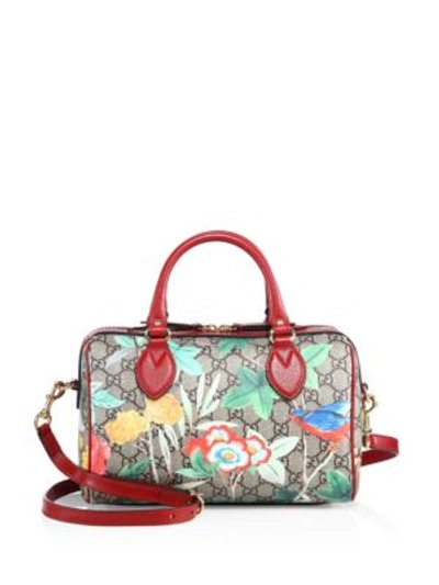 Shop Gucci Tian Boston Bag In Beige-multi
