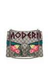 Gucci Dionysus Medium Embellished Appliquéd Coated-canvas And Suede Shoulder Bag In Green