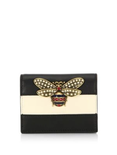 Shop Gucci Queen Margaret Colourblock Leather Wallet In White-black