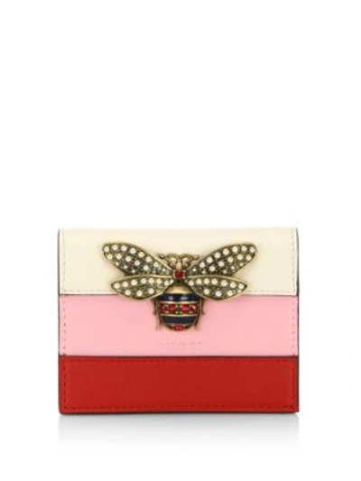 Shop Gucci Queen Margaret Colorblock Leather Card Case In Red-multi