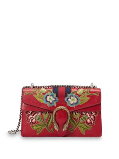Shop Gucci Dionysus Leather Chain Shoulder Bag In Red