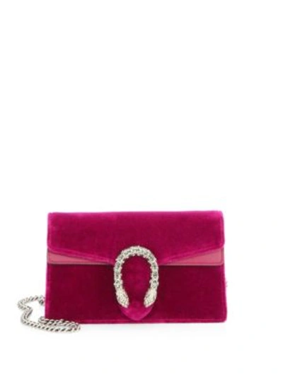 Gucci Dionysus Velvet Mini Chain Shoulder Bag In Fuchsia