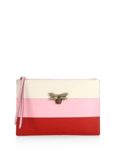 Gucci Queen Margaret Colorblock Leather Pouch In Red-multi