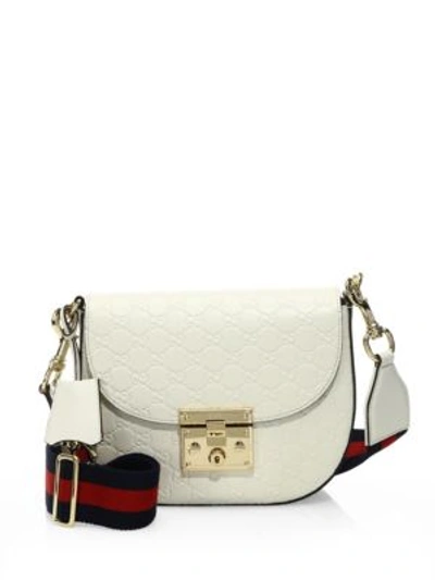 Shop Gucci Signature Leather Shoulder Bag In White