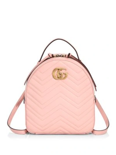 Shop Gucci Gg Marmont Chevron Quilted Leather Mini Backpack In Pink