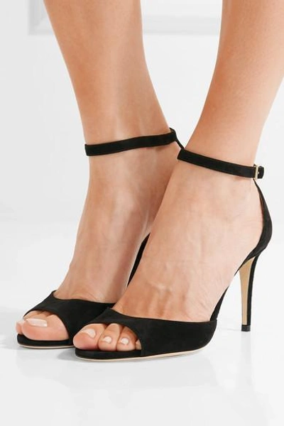 Shop Jimmy Choo Annie 85 Suede Sandals In Black