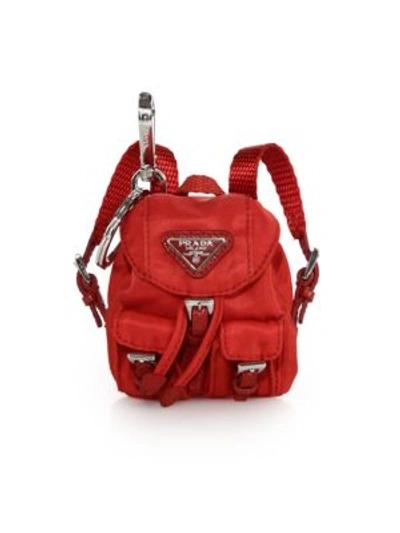 Prada Vela Backpack-shaped Handbag Charm/keychain, Red (rosso)