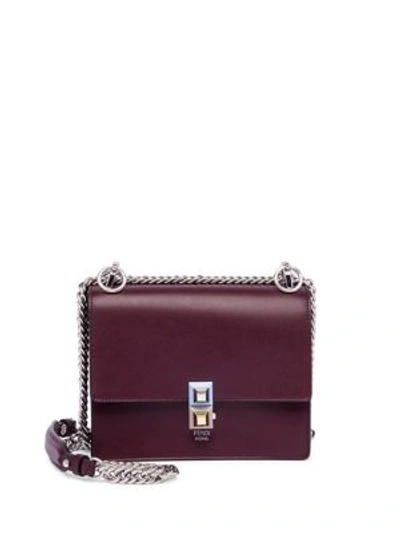 Shop Fendi Slg Leather Chain Shoulder Bag In Bordeaux