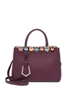 Fendi Small 2 Jours Flower Studded Leather Tote In Wine
