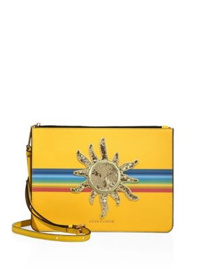 Shop Marc Jacobs Flat Leather Crossbody Bag In Sunny Yellow