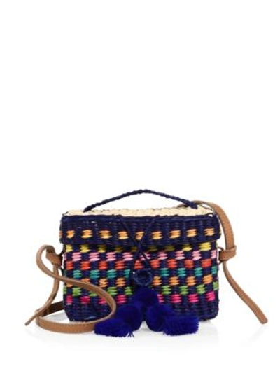 Nannacay Baby Rogue Pom-pom Basket Shoulder Bag In Blue