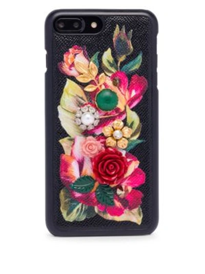 Dolce & Gabbana Floral Bloom Iphone 7 Plus Case In Black-rose
