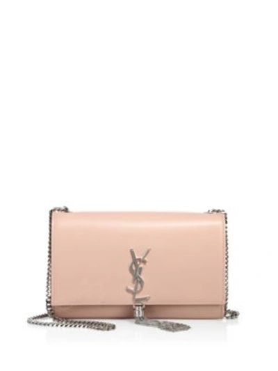 Shop Saint Laurent Medium Kate Monogram Leather Tassel Chain Shoulder Bag In Pale Rose