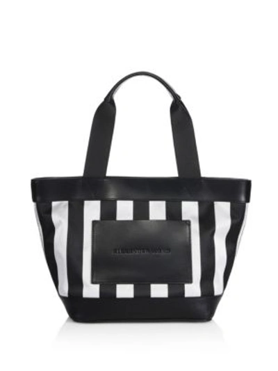 Alexander Wang Striped Small Tote In Black-white
