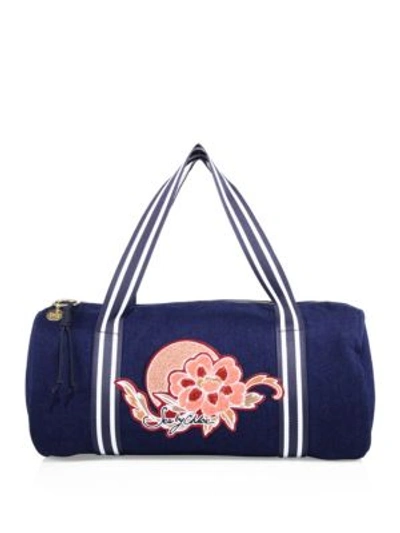 See By Chloé Andy Embroidered Denim Duffel Bag In Blue