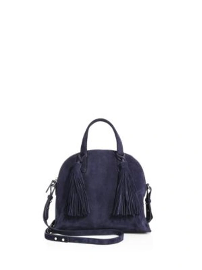 Loeffler Randall Dome Leather-trimmed Suede Satchel In Eclipse