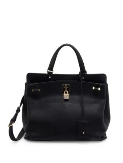 Shop Valentino Medium Piper Leather Top Handle Bag In Black