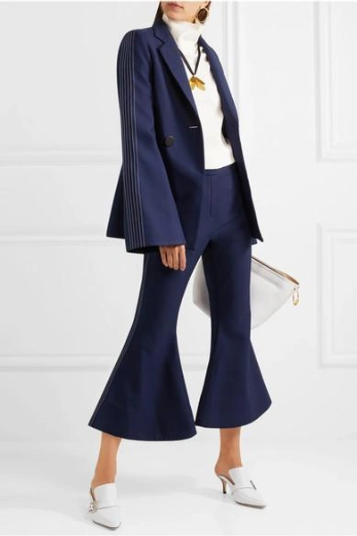 Shop Ellery Cantina Crepe Flared Pants In Navy