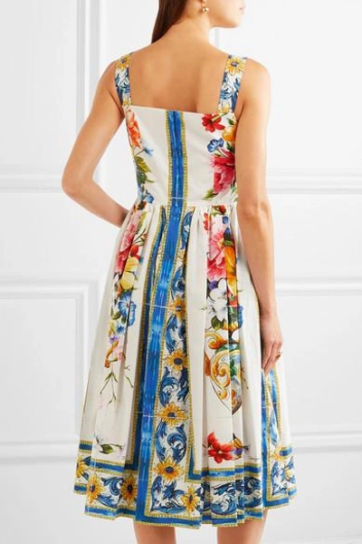 Shop Dolce & Gabbana Floral-print Cotton-poplin Dress