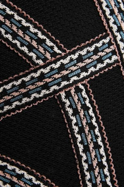Shop Herve Leger Embroidered Stretch-knit Mini Dress