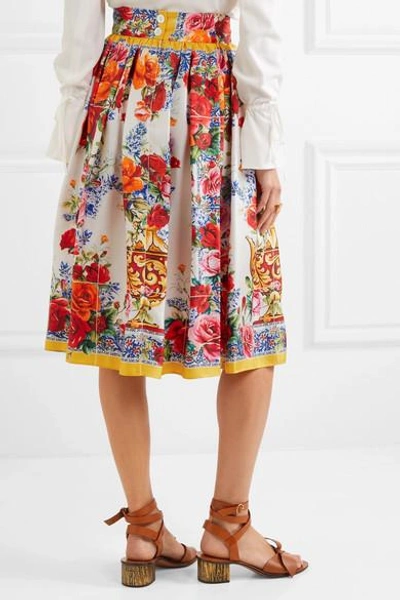 Shop Dolce & Gabbana Floral-print Silk-twill Midi Skirt