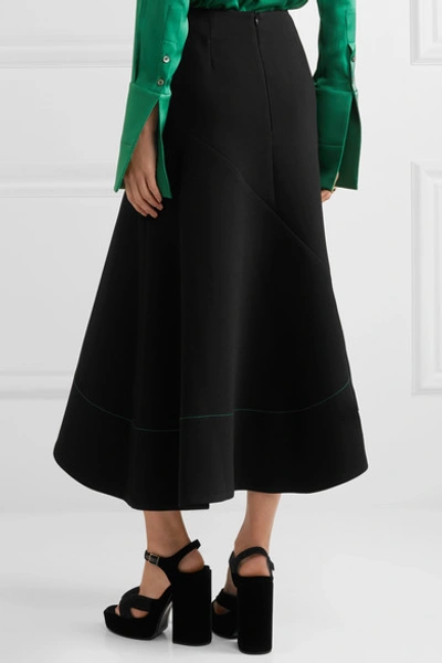 Shop Ellery Belted Asymmetric Crepe Midi Skirt In Black