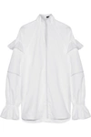 ELLERY Shayne ruffle-trimmed embroidered cotton-poplin top