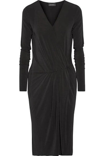 Shop By Malene Birger Willos Wrap-effect Stretch-crepe Dress In Black