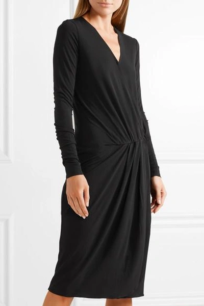 Shop By Malene Birger Willos Wrap-effect Stretch-crepe Dress In Black