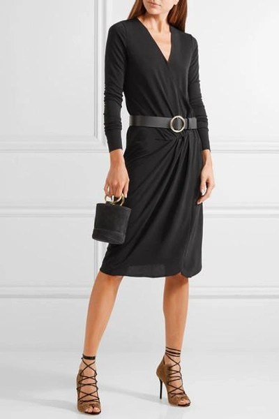 Shop By Malene Birger Willos Wrap-effect Stretch-crepe Dress In Black