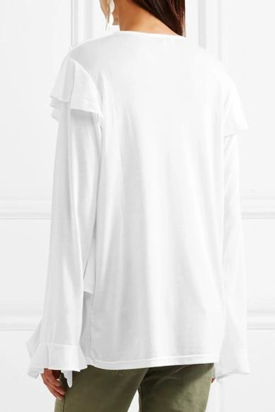 Shop Iro Ruffled Stretch-jersey Top In White
