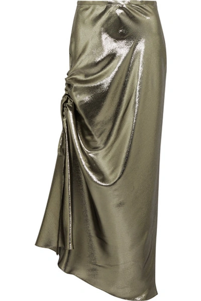 Ellery Laura Asymmetric Ruched Silk-blend Lamé Skirt