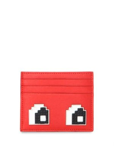 Les Petits Joueurs Open Eyes Leather Card Case In Red