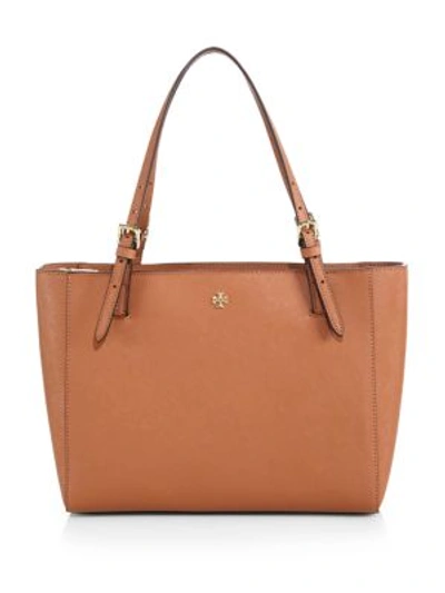 Tory Burch York Small Saffiano-leather Tote In Luggage/gold