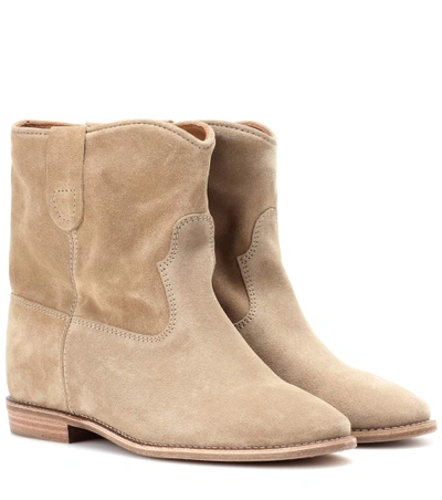Shop Isabel Marant Crisi Suede Ankle Boots In Beige