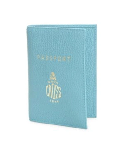 Mark Cross Leather Passport Case In Robins Egg