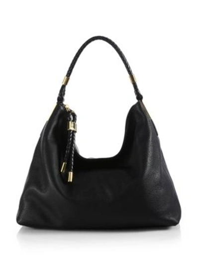 Shop Michael Kors Skorpios Medium Hobo Bag In Black