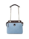 FENDI Dotcom Click Quilted Denim Chain Satchel