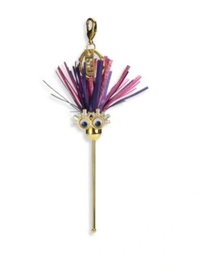 Sophie Hulme Coco Swizzle Stick Leather Keyring In Multi