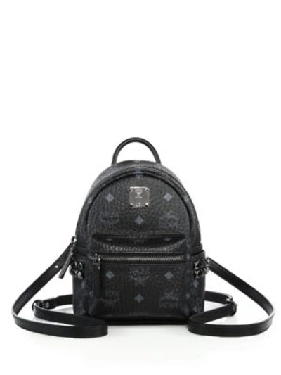 Shop Mcm Bebe Boo X Mini Studded Coated Canvas Backpack In Black